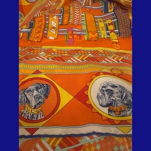 Hermes NWT Colliers et Chiens 2020 washed silk scarf 90cm